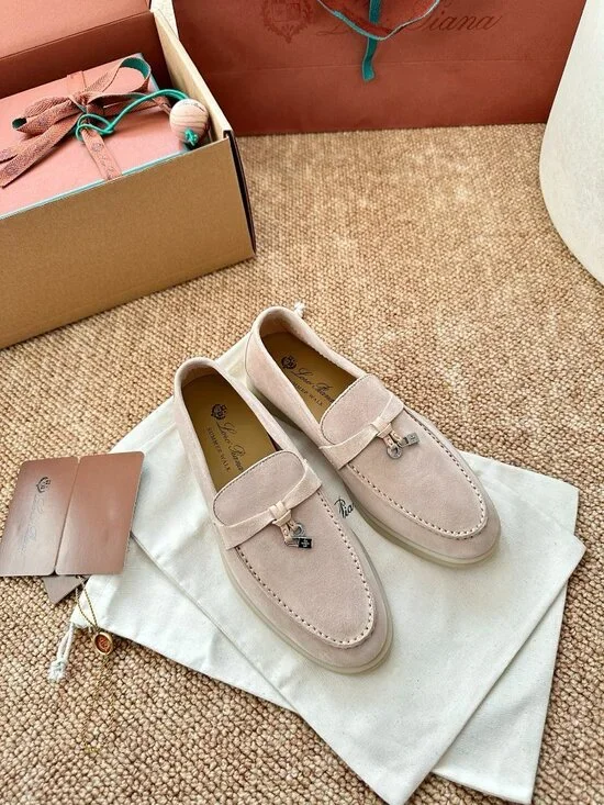 Loro Piana Suede Loafers with Charm Decor - Elegant Comfort - Picture 6 of 8